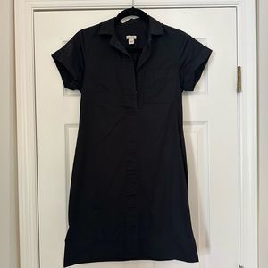 J. Crew Black Cotton Short Sleeve Shirtdress XS